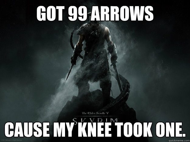 GOT 99 ARROWS CAUSE MY KNEE TOOK ONE.  skyrim