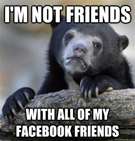 I'm not friends  With all of my facebook friends - I'm not friends  With all of my facebook friends  Confession Bear