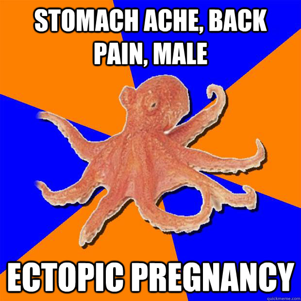 stomach ache, back pain, male Ectopic pregnancy  Online Diagnosis Octopus