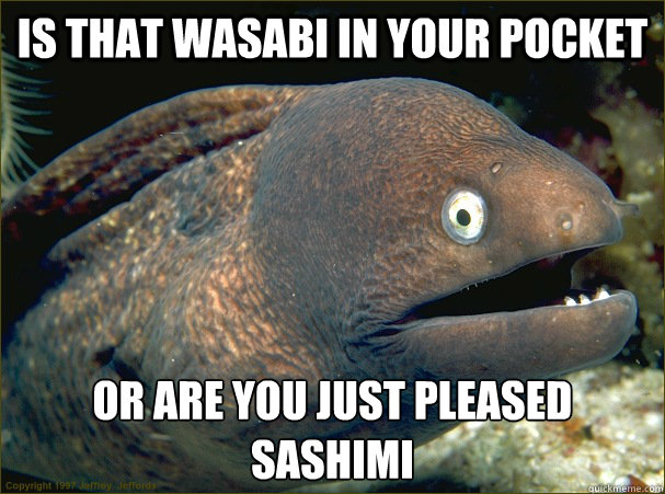 Is that wasabi in your pocket or are you just pleased SASHIMI - Is that wasabi in your pocket or are you just pleased SASHIMI  Bad Joke Eel