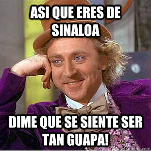 Asi que eres de sinaloa dime que se siente ser tan Guapa! - Asi que eres de sinaloa dime que se siente ser tan Guapa!  Condescending Wonka