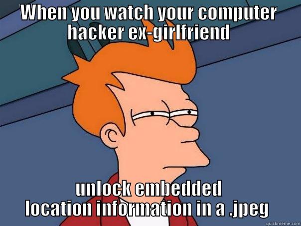 WHEN YOU WATCH YOUR COMPUTER HACKER EX-GIRLFRIEND UNLOCK EMBEDDED LOCATION INFORMATION IN A .JPEG  Futurama Fry