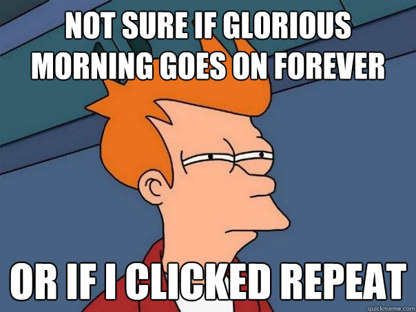 Not sure if Glorious Morning goes on forever Or if I clicked repeat  Futurama Fry