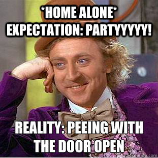 *Home Alone* Expectation: Partyyyyy! Reality: Peeing with the door open  Condescending Wonka