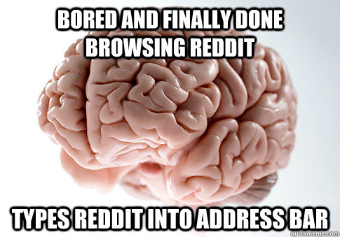 bored and finally done browsing reddit types reddit into address bar  Scumbag Brain