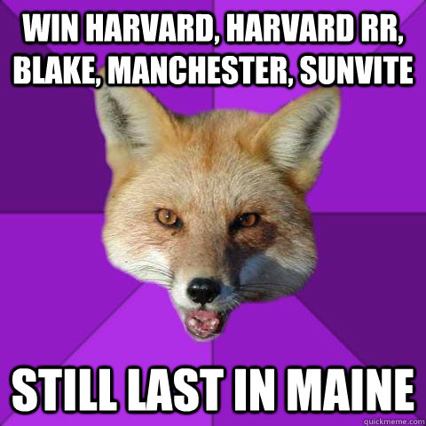 Win Harvard, Harvard RR, Blake, Manchester, sunvite Still last in maine  Forensics Fox