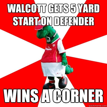 Walcott gets 5 yard start on defender Wins a corner  GUNNERSAURUS