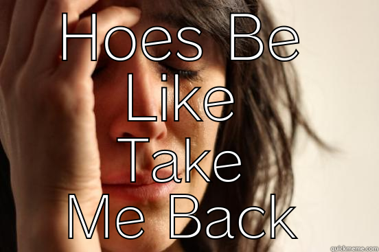 HOES BE LIKE TAKE ME BACK First World Problems