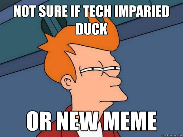 Not sure if Tech imparied duck or new meme  Futurama Fry