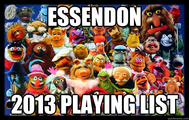 ESSENDON 2013 playing list - ESSENDON 2013 playing list  bombers