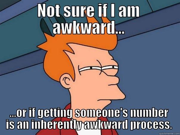 NOT SURE IF I AM AWKWARD... ...OR IF GETTING SOMEONE'S NUMBER IS AN INHERENTLY AWKWARD PROCESS. Futurama Fry