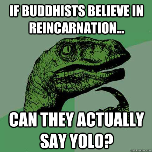 If Buddhists believe in reincarnation... Can they actually say YOLO?  Philosoraptor