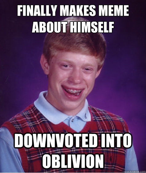 Finally makes meme about himself downvoted into oblivion  Bad Luck Brian