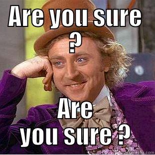 ARE YOU SURE ? ARE YOU SURE ? Condescending Wonka