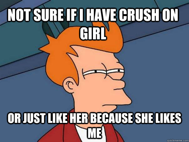 not sure if i have crush on girl or just like her because she likes me  Futurama Fry