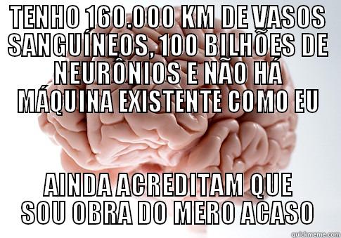 TENHO 160.000 KM DE VASOS SANGUÍNEOS, 100 BILHÕES DE NEURÔNIOS E NÃO HÁ MÁQUINA EXISTENTE COMO EU AINDA ACREDITAM QUE SOU OBRA DO MERO ACASO Scumbag Brain