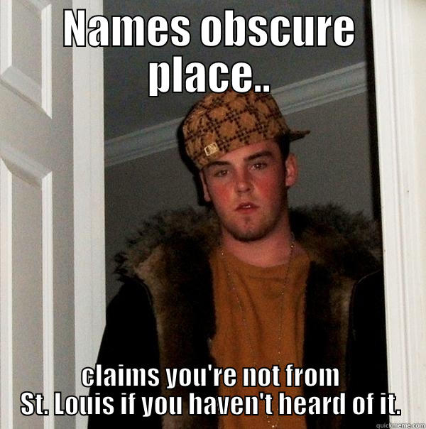 NAMES OBSCURE PLACE.. CLAIMS YOU'RE NOT FROM ST. LOUIS IF YOU HAVEN'T HEARD OF IT. Scumbag Steve