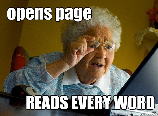 opens page READS EVERY WORD  Grandma finds the Internet