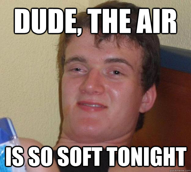 Dude, the air is so soft tonight  10 Guy