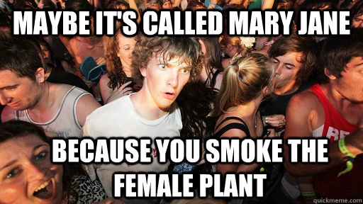 maybe it's called mary jane because you smoke the female plant - maybe it's called mary jane because you smoke the female plant  Sudden Clarity Clarence