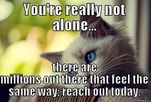 You're not alone... - YOU'RE REALLY NOT ALONE... THERE ARE MILLIONS OUT THERE THAT FEEL THE SAME WAY; REACH OUT TODAY. First World Problems Cat