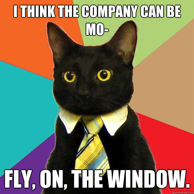 i think the company can be mo- fly, on, the window.  Business Cat