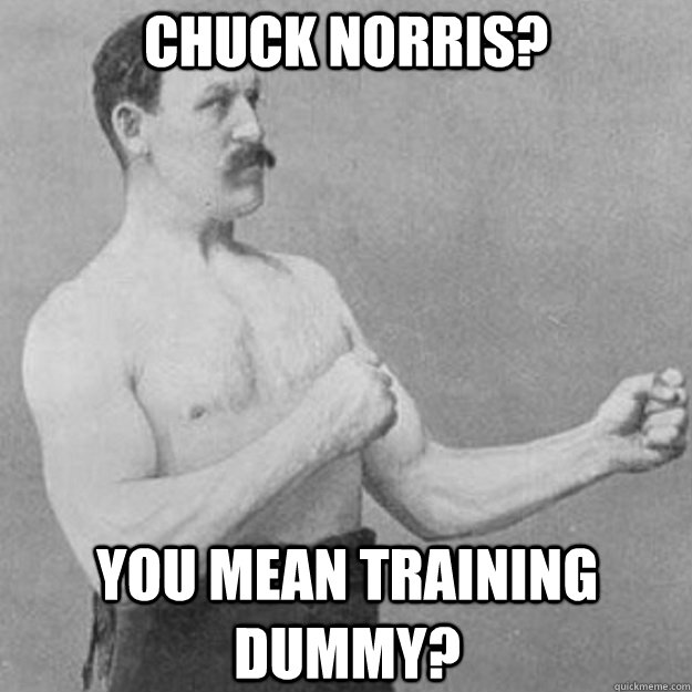 Chuck Norris? YOU MEAN training dummy?  overly manly man