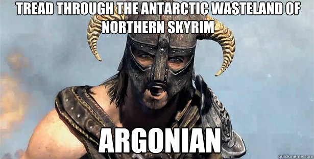 tread through the antarctic wasteland of northern skyrim argonian  skyrim