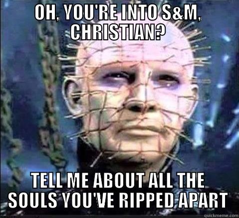 OH, YOU'RE INTO S&M, CHRISTIAN? TELL ME ABOUT ALL THE SOULS YOU'VE RIPPED APART Misc