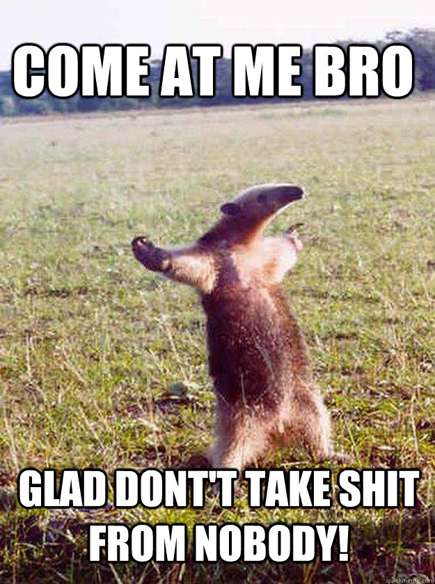 come at me bro GlaD dont't take shit from nobody! - come at me bro GlaD dont't take shit from nobody!  come at me bro anteater