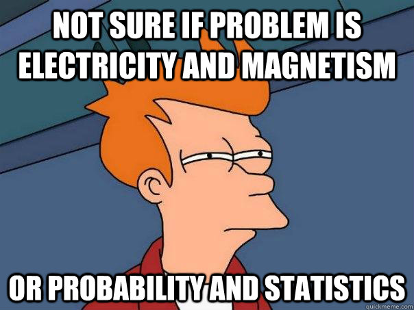 Not sure if problem is electricity and magnetism Or probability and statistics  Futurama Fry