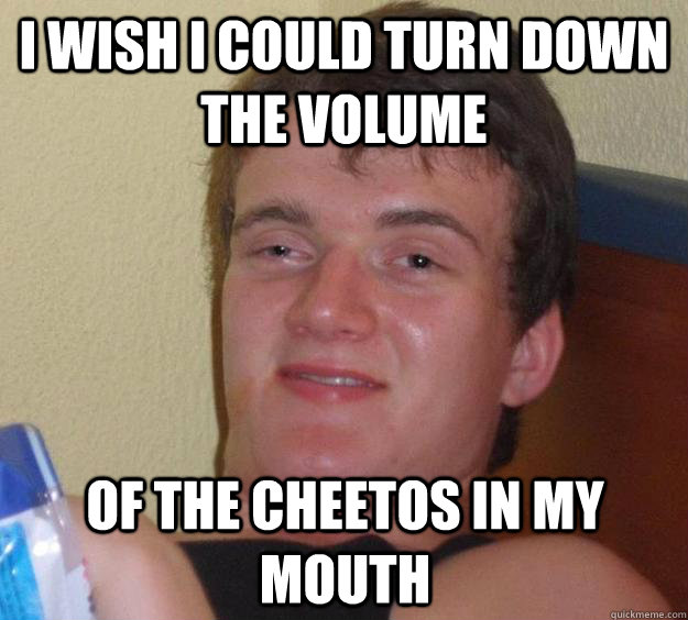 I wish I could turn down the volume of the Cheetos in my mouth - I wish I could turn down the volume of the Cheetos in my mouth  10 Guy