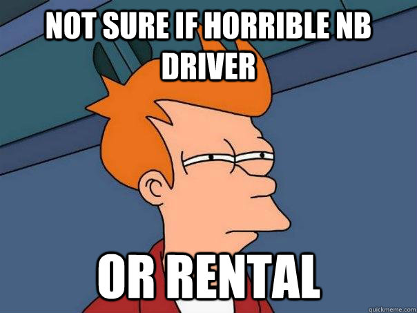 Not sure if horrible NB driver or rental  Futurama Fry