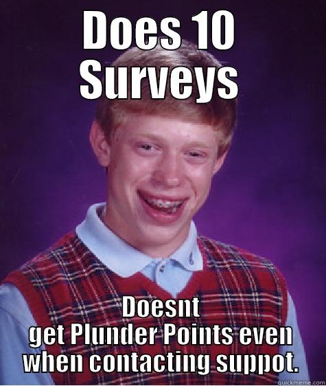 Loot Place Logic - DOES 10 SURVEYS DOESNT GET PLUNDER POINTS EVEN WHEN CONTACTING SUPPOT. Bad Luck Brian