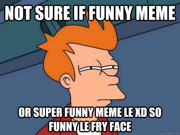 Not sure if funny meme or SUPER funny meme le XD SO FUNNY LE FRY FACE  Futurama Fry