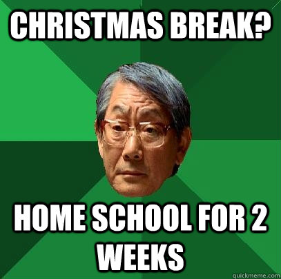 Christmas Break? Home school for 2 weeks  High Expectations Asian Father