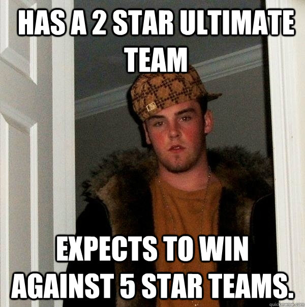 has a 2 star ultimate team expects to win against 5 star teams.  