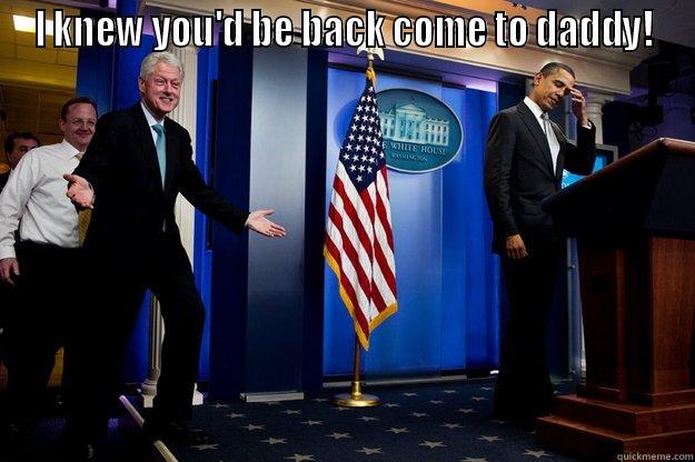 I KNEW YOU'D BE BACK COME TO DADDY!  Inappropriate Timing Bill Clinton