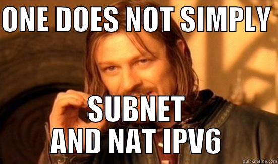 Simple IPV6 neophyte - ONE DOES NOT SIMPLY  SUBNET AND NAT IPV6 Boromir