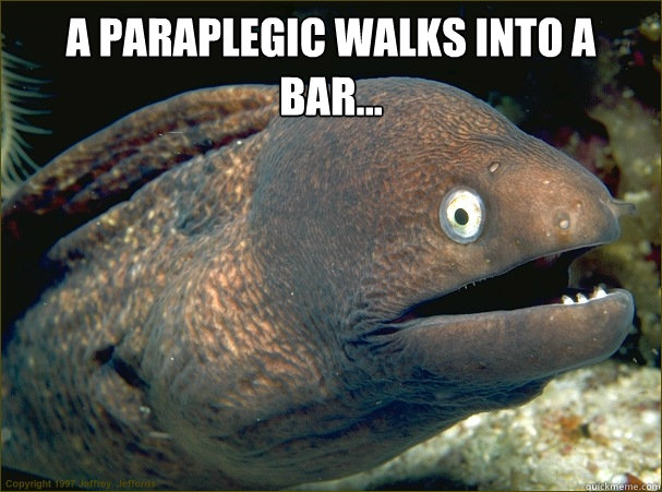 A paraplegic walks into a bar...   Bad Joke Eel