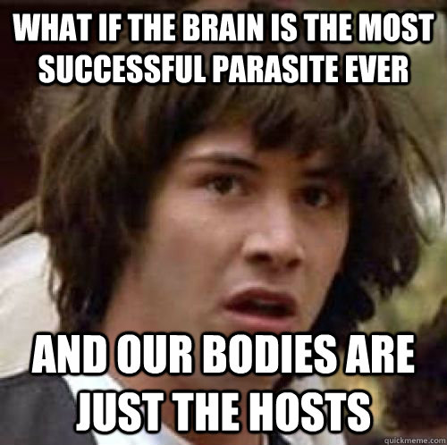 What if the brain is the most successful parasite ever and our bodies are just the hosts - What if the brain is the most successful parasite ever and our bodies are just the hosts  Misc