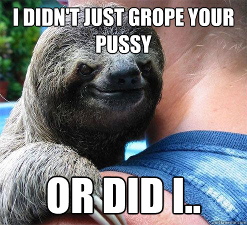 I didn't just grope your pussy or did i..  Suspiciously Evil Sloth