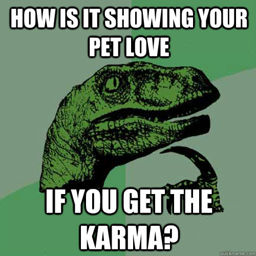 how is it showing your pet love if you get the karma?  Philosoraptor