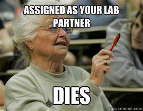 assigned as your lab partner dies  