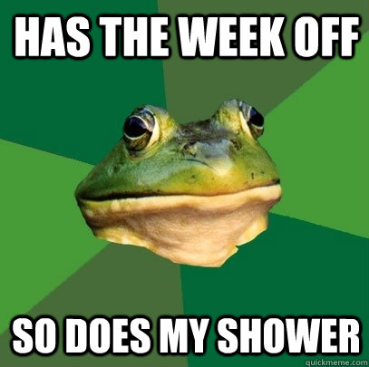 Has the week off So does my shower - Has the week off So does my shower  Foul Bachelor Frog