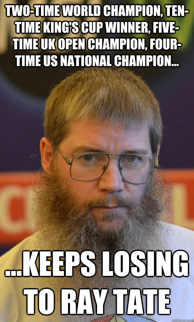 Two-time World Champion, ten-time King's Cup winner, five-time uk open champion, four-time US national champion... ...keeps losing to Ray Tate - Two-time World Champion, ten-time King's Cup winner, five-time uk open champion, four-time US national champion... ...keeps losing to Ray Tate  Nigel Richards