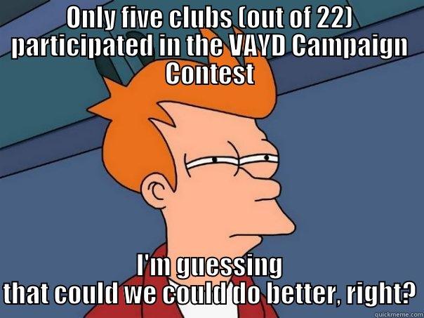 Bright Futurama - ONLY FIVE CLUBS (OUT OF 22) PARTICIPATED IN THE VAYD CAMPAIGN CONTEST I'M GUESSING THAT COULD WE COULD DO BETTER, RIGHT? Futurama Fry