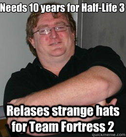 Needs 10 years for Half-Life 3 Relases strange hats for Team Fortress 2  Scumbag Gabe Newell