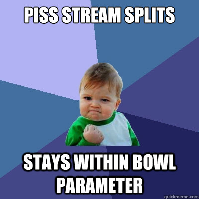 Piss stream splits stays within bowl parameter  Success Kid