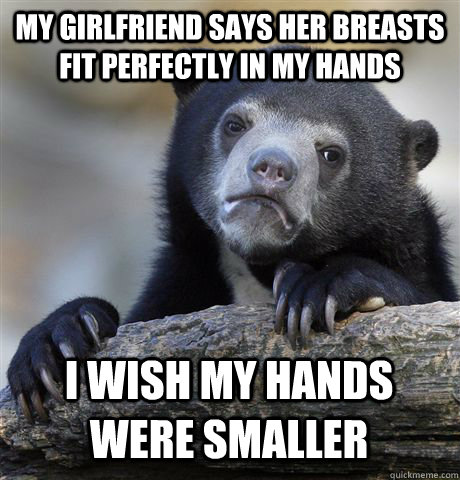 My girlfriend says her breasts fit perfectly in my hands I wish my hands were smaller  Confession Bear